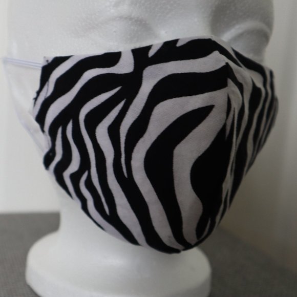 HANDMADE REVERSIBLE ZEBRA PRINT FACE MASK - Picture 3 of 4
